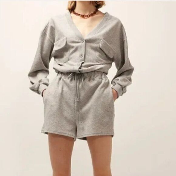 Amoeba Drawstring Romper Shorts Black - Picture 1 of 17